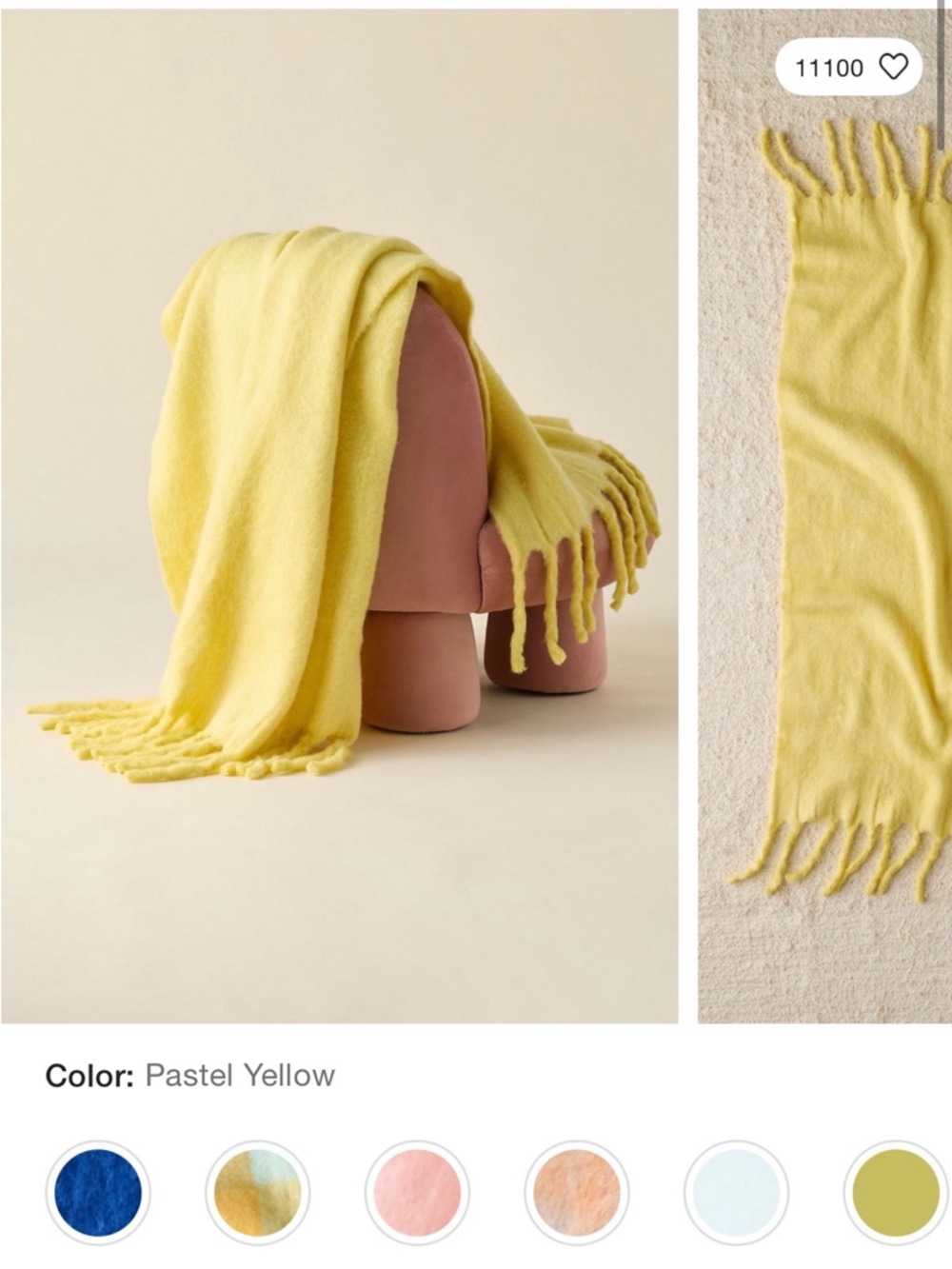 Urban Outfitters Pastel Yellow Fringe Throw Blanket